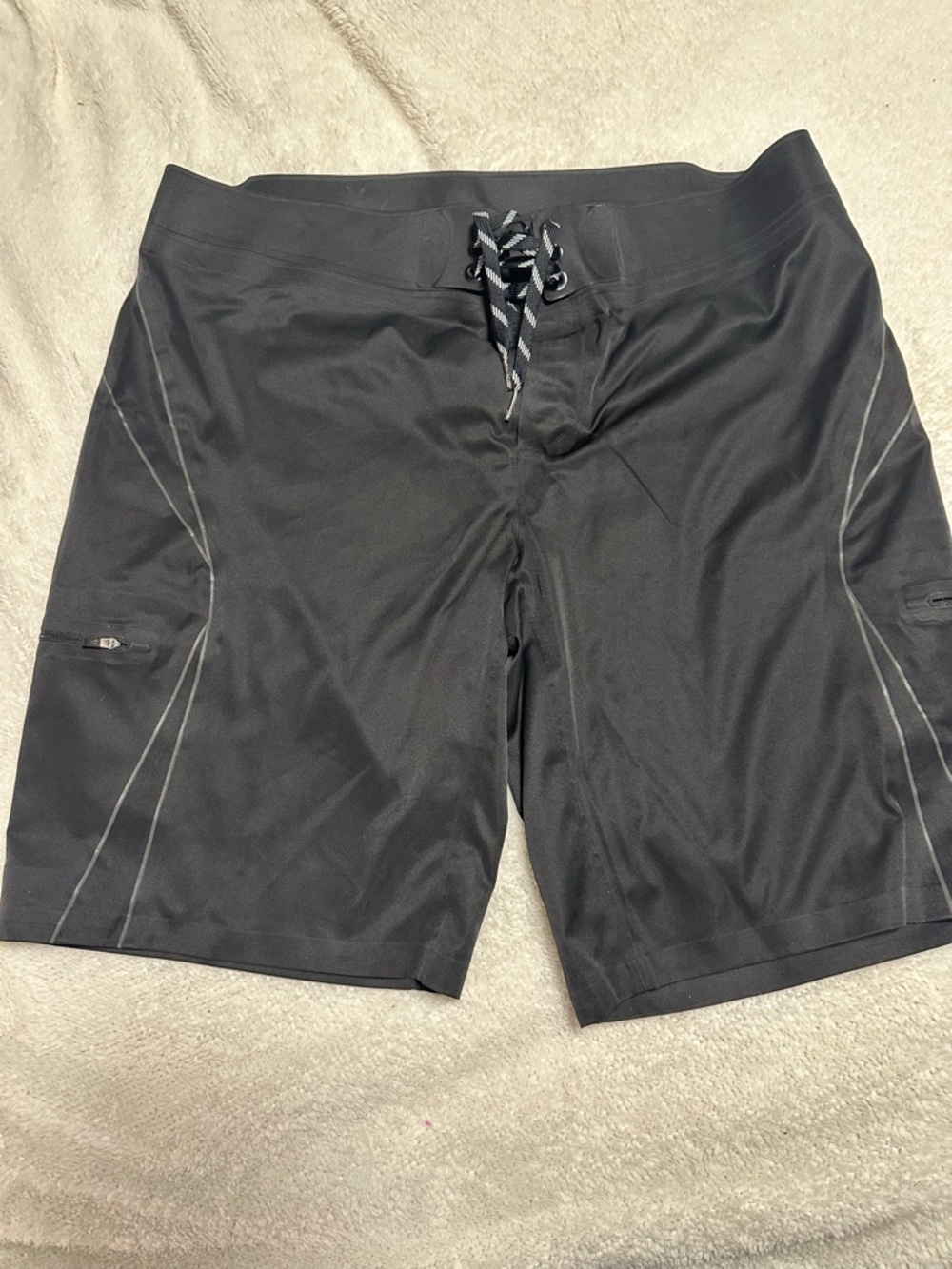 lululemon athletica Men's Black Swim Board Shorts with Reflective Trim